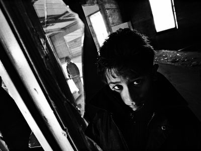 Rome, Italy.
A gypsy child in a destroyed shack in Collatina vecchia roma camp.